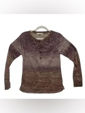 Farmers Market Burgundy Brown Long Sleeve Gradient Lightweight Sweater Top SZ PS